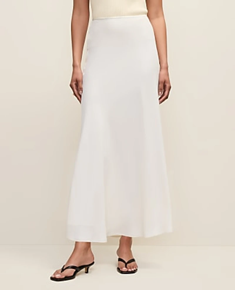 Ann Taylor Bias Flare Maxi Skirt Winter White Women's