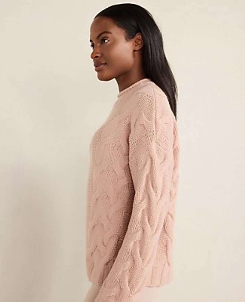 Ann Taylor Haven Well Within Cashmere Cable Roll Neck Sweater Women's