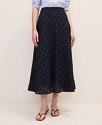 Ann Taylor Eyelet Full Midi Skirt Size 14 Night Sky Women's