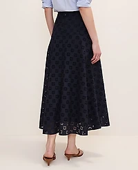 Ann Taylor Eyelet Full Midi Skirt Size 14 Night Sky Women's