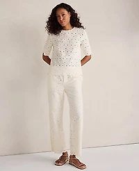 Ann Taylor Haven Well Within Organic Cotton Eyelet Short Sleeve Top Ivory Women's