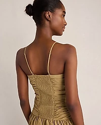 Ann Taylor Haven Well Within Organic Cotton Poplin Ruched Bodice Dress Truffle Women's