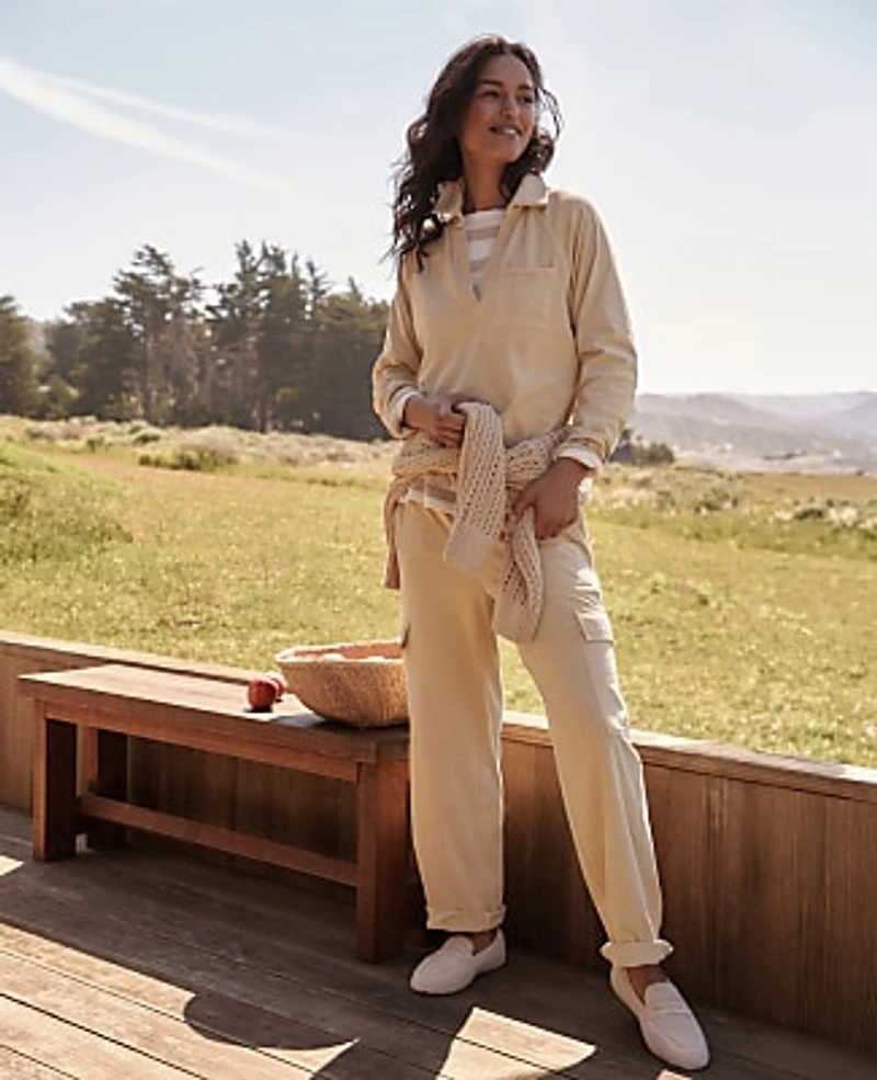 Ann Taylor Haven Well Within Garment-Dyed Organic Cotton Jersey Relaxed Cargo Pants Women's