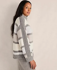 Ann Taylor Haven Well Within Cashmere Striped Mockneck Sweater Fresh Cream Women's