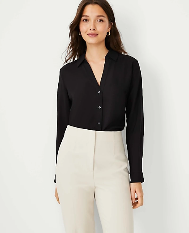 Ann Taylor Petite Satin Essential Shirt Women's