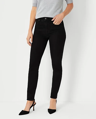 Ann Taylor Tall Mid Rise Skinny Jeans in Jet Black Wash Size 0 Women's