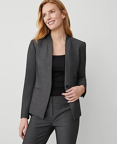 Ann Taylor The Petite Cutaway Blazer in Bi-Stretch Size 16 Dark Grey Women's