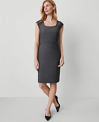 Ann Taylor The Petite Scoop Neck Dress Bi-Stretch Dark Grey Women's