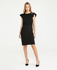 Ann Taylor The Petite Flutter Sleeve Sheath Dress Seasonless Stretch Core Black Women's