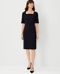 Ann Taylor The Petite Square Neck Sheath Dress Seasonless Stretch Women's