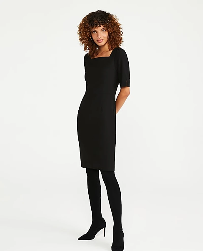Ann Taylor The Petite Square Neck Sheath Dress Seasonless Stretch Women's