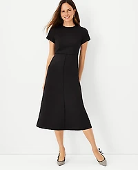 Ann Taylor The Petite Midi Flare Dress in Double Knit Size 0 Black Women's