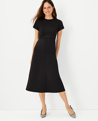 Ann Taylor The Tall Midi Flare Dress in Double Knit Size 2 Black Women's
