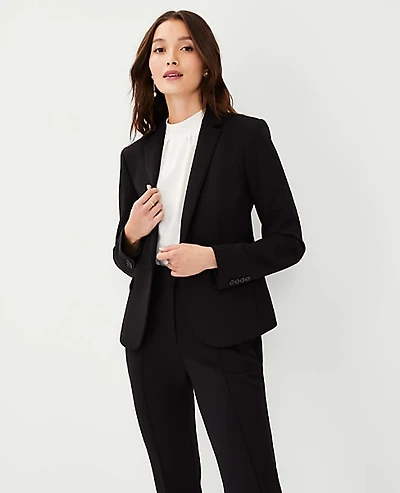 Ann Taylor The Petite Single Button Blazer in Double Knit Size 0 Black Women's