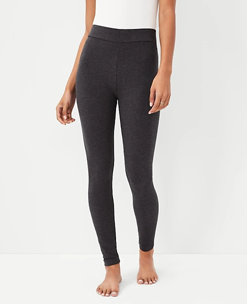 Ann Taylor Heathered Essential Leggings Dark Heather Grey Women's