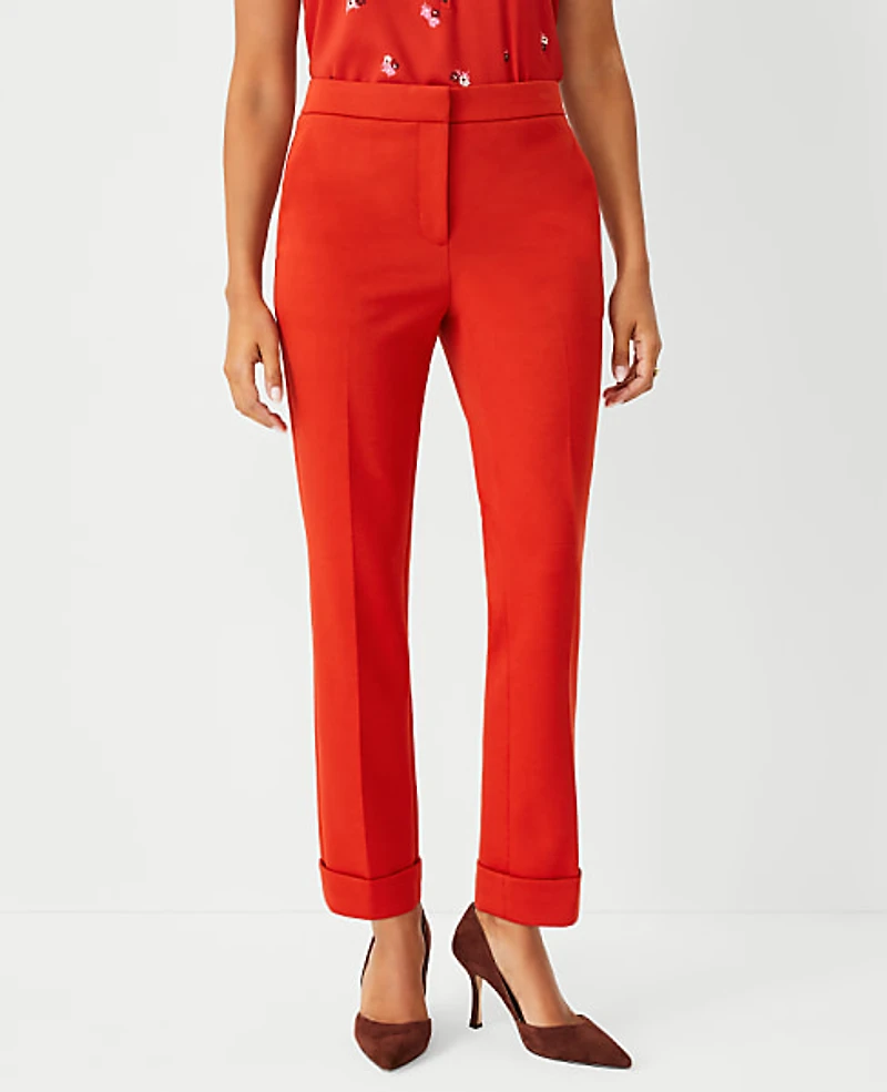 Ann Taylor The Petite High Waist Everyday Ankle Pant in Double Knit - Curvy Fit Size 00 Firecracker Orange Women's
