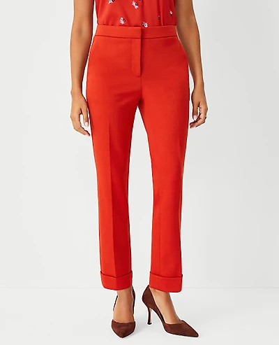 Ann Taylor The Petite High Waist Everyday Ankle Pant in Double Knit - Curvy Fit Size 00 Firecracker Orange Women's