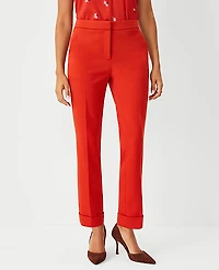 Ann Taylor The Petite High Waist Everyday Ankle Pant in Double Knit - Curvy Fit Size 00 Firecracker Orange Women's
