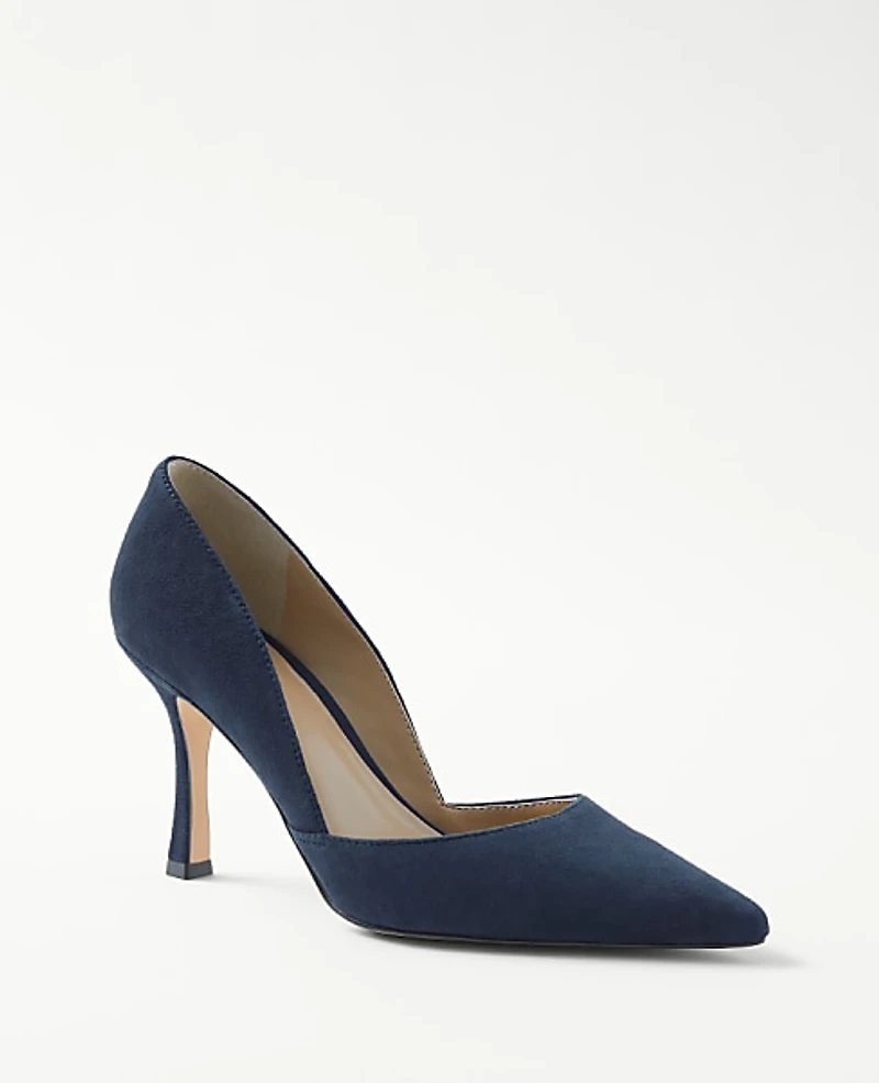 Ann Taylor Azra Suede Pump Shoes True Navy Women's