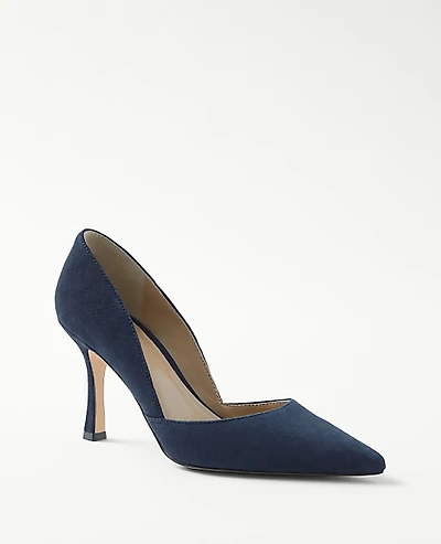 Ann Taylor Azra Suede Pump Shoes True Navy Women's