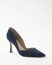 Ann Taylor Azra Suede Pump Shoes True Navy Women's