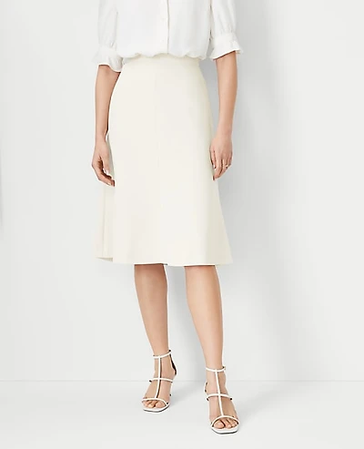 Ann Taylor The Flare Skirt Fluid Crepe Ivory Whisper Women's