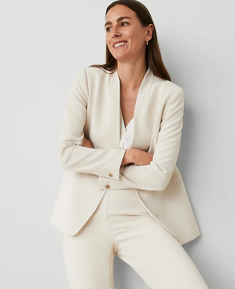 Ann Taylor The Long Collarless Blazer Fluid Crepe Women's