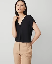 Ann Taylor Mixed Media Pleat Front Top Women's