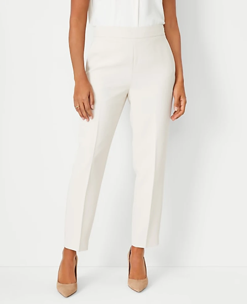 Ann Taylor The Petite Side Zip Trouser Fluid Crepe - Curvy Fit Ivory Whisper Women's