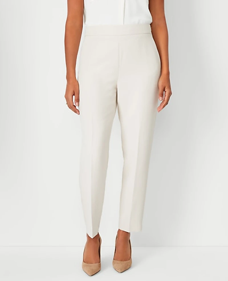 Ann Taylor The Petite Side Zip Ankle Pant Fluid Crepe — Curvy Fit Ivory Whisper Women's
