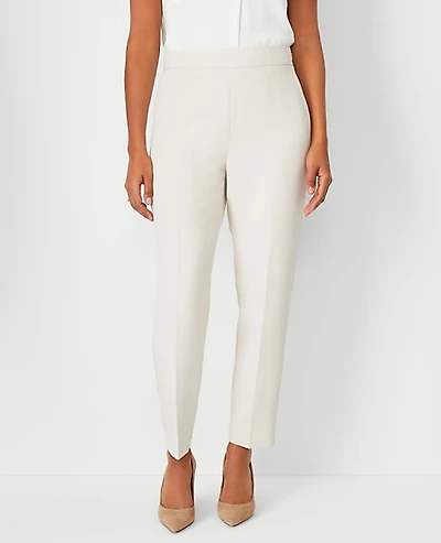 Ann Taylor The Petite Side Zip Ankle Pant Fluid Crepe — Curvy Fit Ivory Whisper Women's