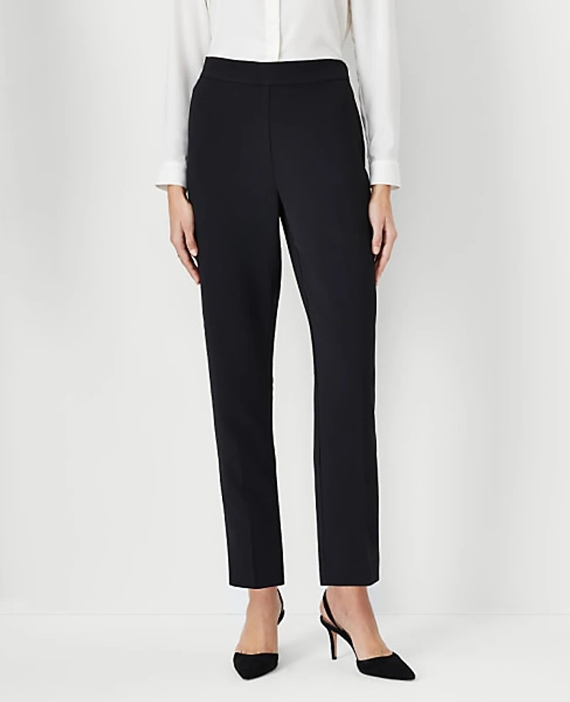 Ann Taylor The Petite Side Zip Ankle Pant Fluid Crepe — Curvy Fit Black Women's