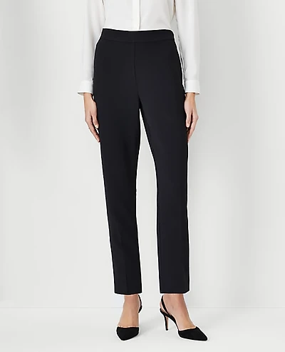 Ann Taylor The Petite Side Zip Ankle Pant Fluid Crepe — Curvy Fit Black Women's