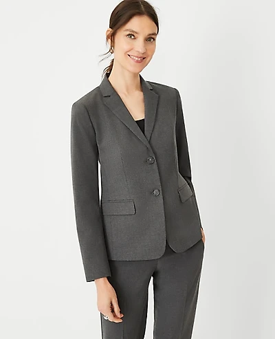Ann Taylor The Notched Two Button Blazer Seasonless Stretch Modern Charcoal Women's