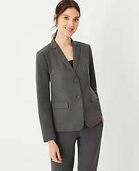 Ann Taylor The Notched Two Button Blazer Seasonless Stretch Modern Charcoal Women's