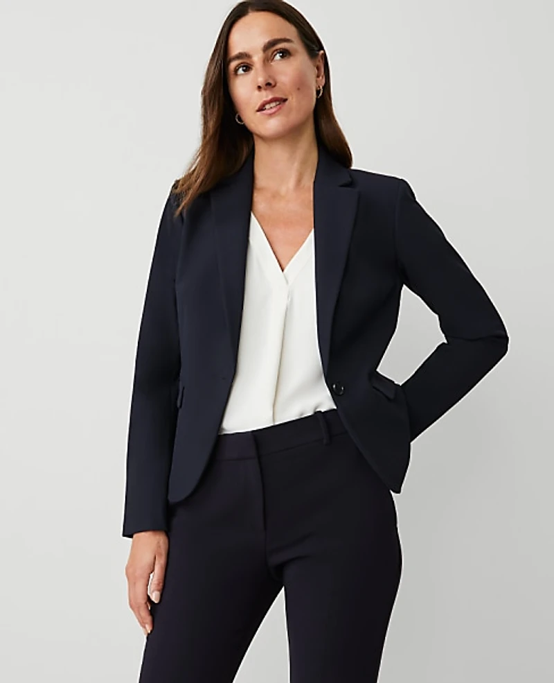 Ann Taylor The Notched Single Button Blazer Seasonless Stretch Women's