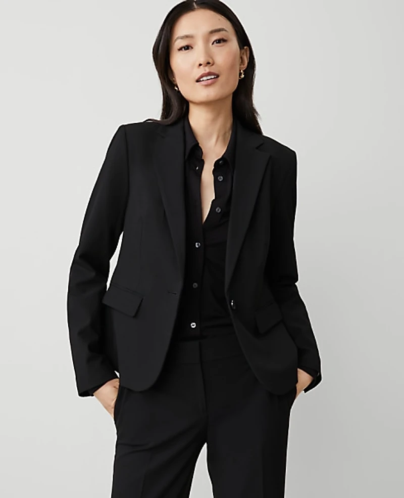 Ann Taylor The Notched Single Button Blazer Seasonless Stretch Women's