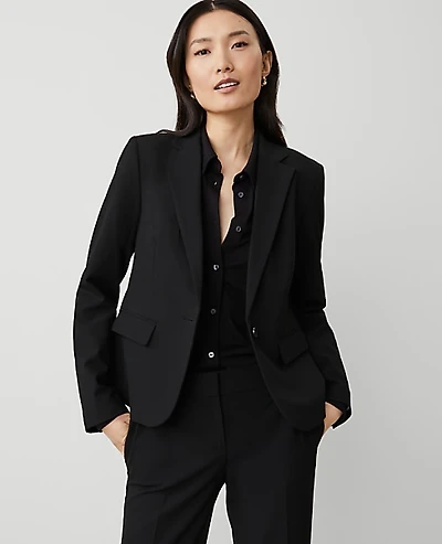 Ann Taylor The Petite Notched Single Button Blazer Seasonless Stretch Women's