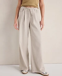 Ann Taylor Haven Well Within Cotton Denim Ecru Wide Leg Pants Ash Women's