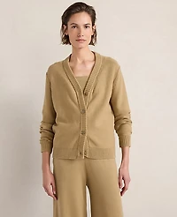 Ann Taylor Haven Well Within Organic Cotton V-Neck Cardigan Truffle Women's