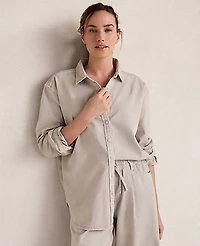 Ann Taylor Haven Well Within The Daily Shirt Cotton Denim Ecru Ash Women's