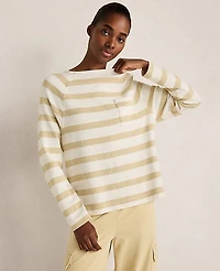Ann Taylor Haven Well Within Cotton Slub Jersey Striped Raglan Top Ivory Cream Women's
