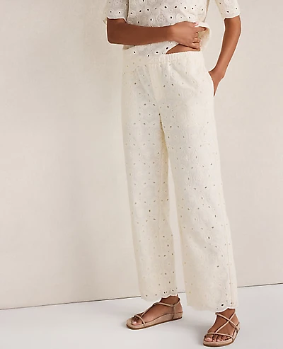 Ann Taylor Haven Well Within Organic Cotton Eyelet Pants Ivory Women's