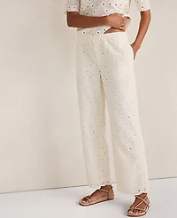 Ann Taylor Haven Well Within Organic Cotton Eyelet Pants Ivory Women's