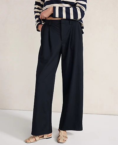 Ann Taylor Haven Well Within Double Knit Pleated Wide Leg Trouser Nightfall Wash Women's