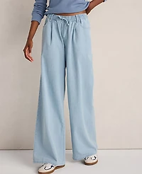 Ann Taylor Haven Well Within Organic Cotton Denim Wide Leg Pants Light Wash Women's