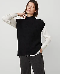 Ann Taylor Cashmere Geo Stitch Vest Black Women's