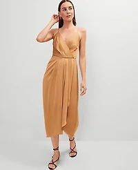 Ann Taylor Draped Midi Sheath Dress Pecan Women's
