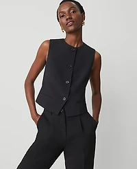 Ann Taylor The Cropped Vest Fluid Crepe Black Women's