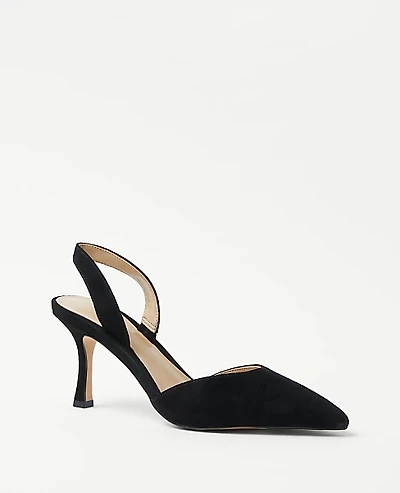 Ann Taylor Kerry Suede Slingback Pump Black Women's